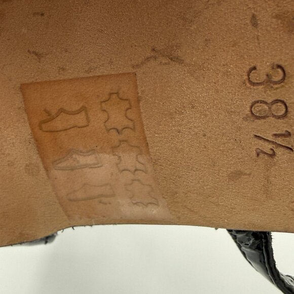 Vintage Arnold Churgin Patent Leather Black Crisscross Strap Sandal  38.5 - Picture 9 of 11